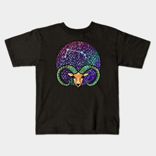 Aries Zodiac Sign Ram with Constellation Kids T-Shirt